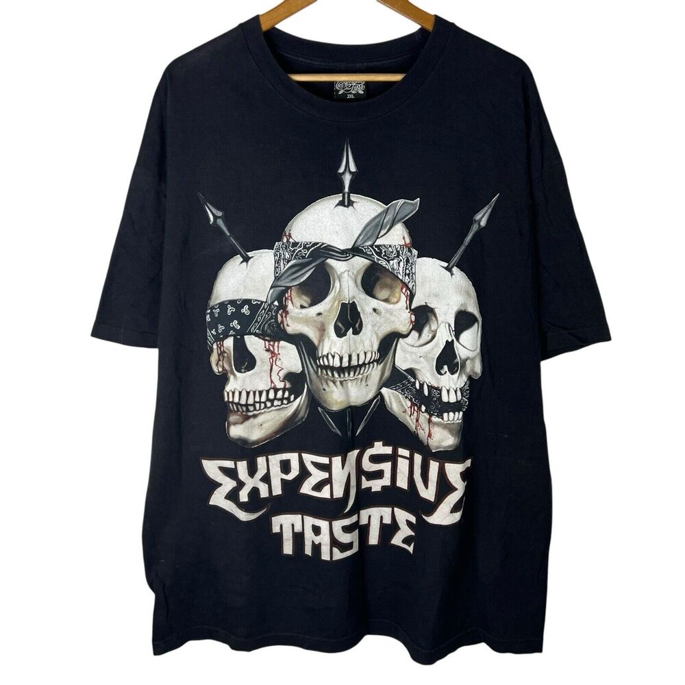 Vintage Y2K Expensive Taste Mens Sz 2XL Shirt Skull Hip Hop Skater Baggy